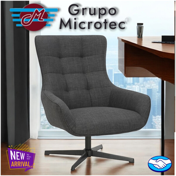 Sillón Savage Giratorio Ocasional en Tela Gris Oxford - Imagen 8