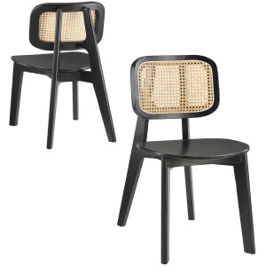 Silla de Bejuco Natural con Madera haya Negra rattan