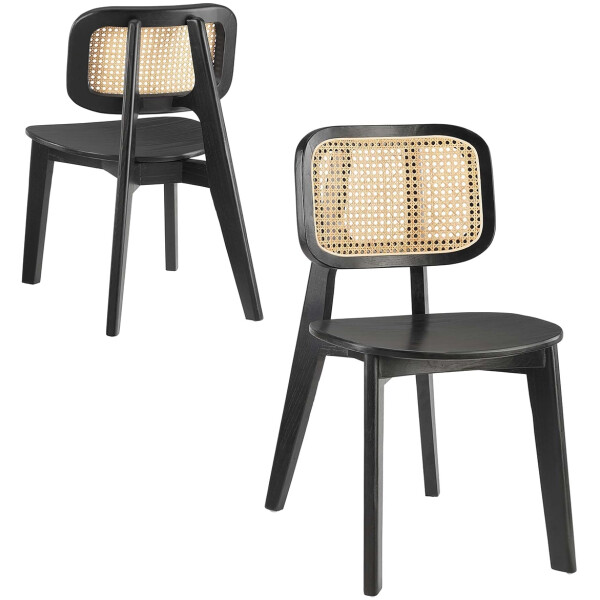 Silla de Bejuco Natural con Madera haya Negra rattan