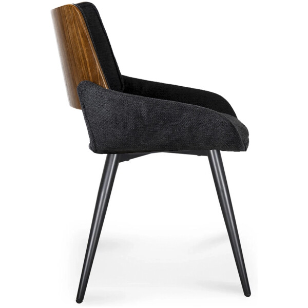 Silla de Madera Nogal Tela Negro / Pata de Metal Negro moderna