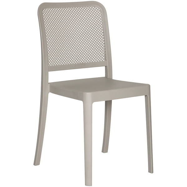 silla de plastico para exterior o interior de restaurante econmica con diseño tipo malla rejilla todo clima patio o terraza color Arena taupe