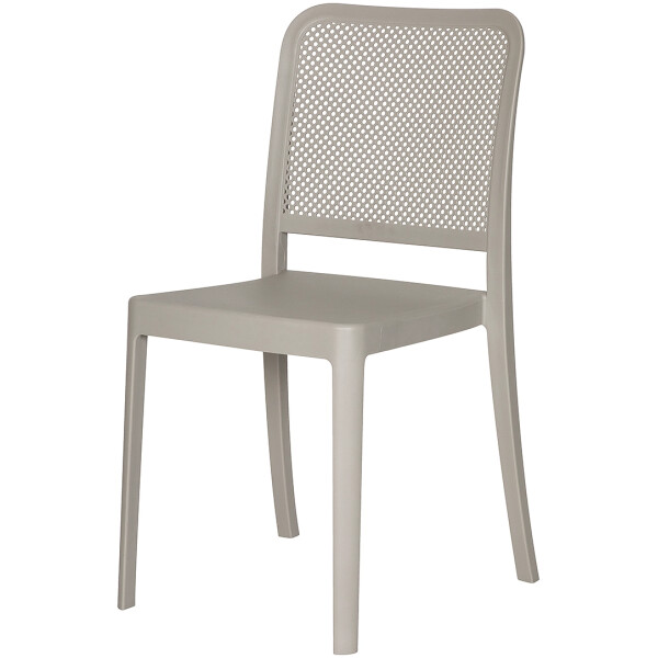 silla de plastico para exterior o interior de restaurante econmica con diseño tipo malla rejilla todo clima patio o terraza color Arena taupe