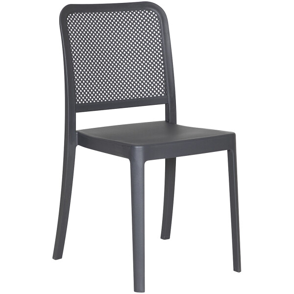 silla de plastico para exterior o interior de restaurante econmica con diseño tipo malla rejilla todo clima patio o terraza color gris oxford