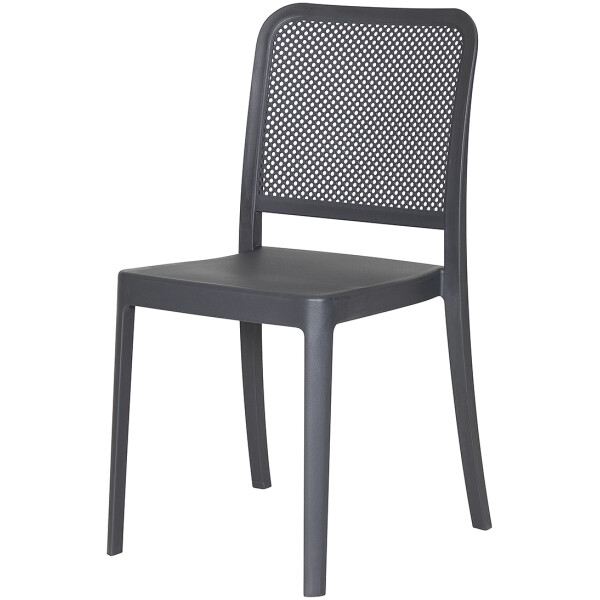 silla de plastico para exterior o interior de restaurante econmica con diseño tipo malla rejilla todo clima patio o terraza color gris oxford